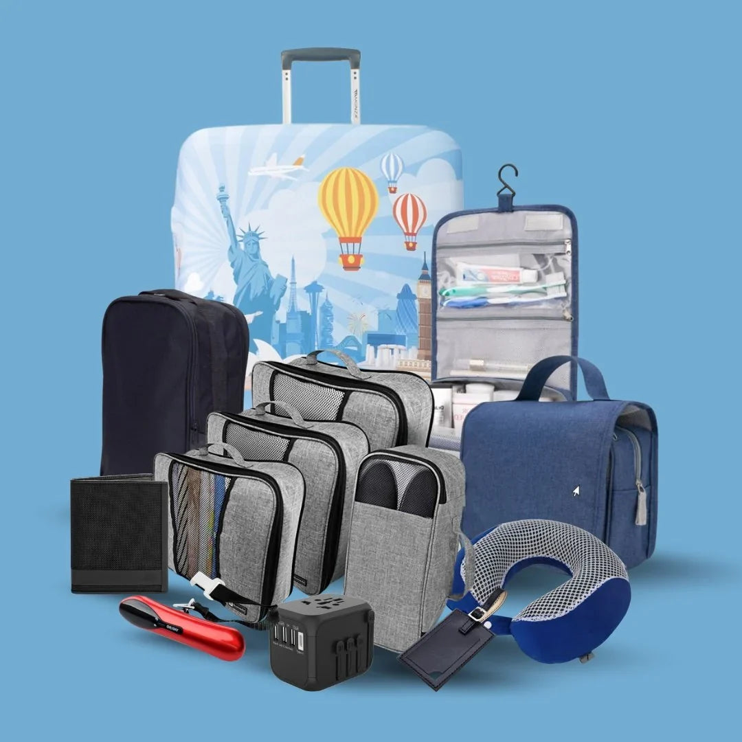 Travel accessories collection featuring portable gadgets, travel organizers, camping gear and smart travel essentials in Qatar