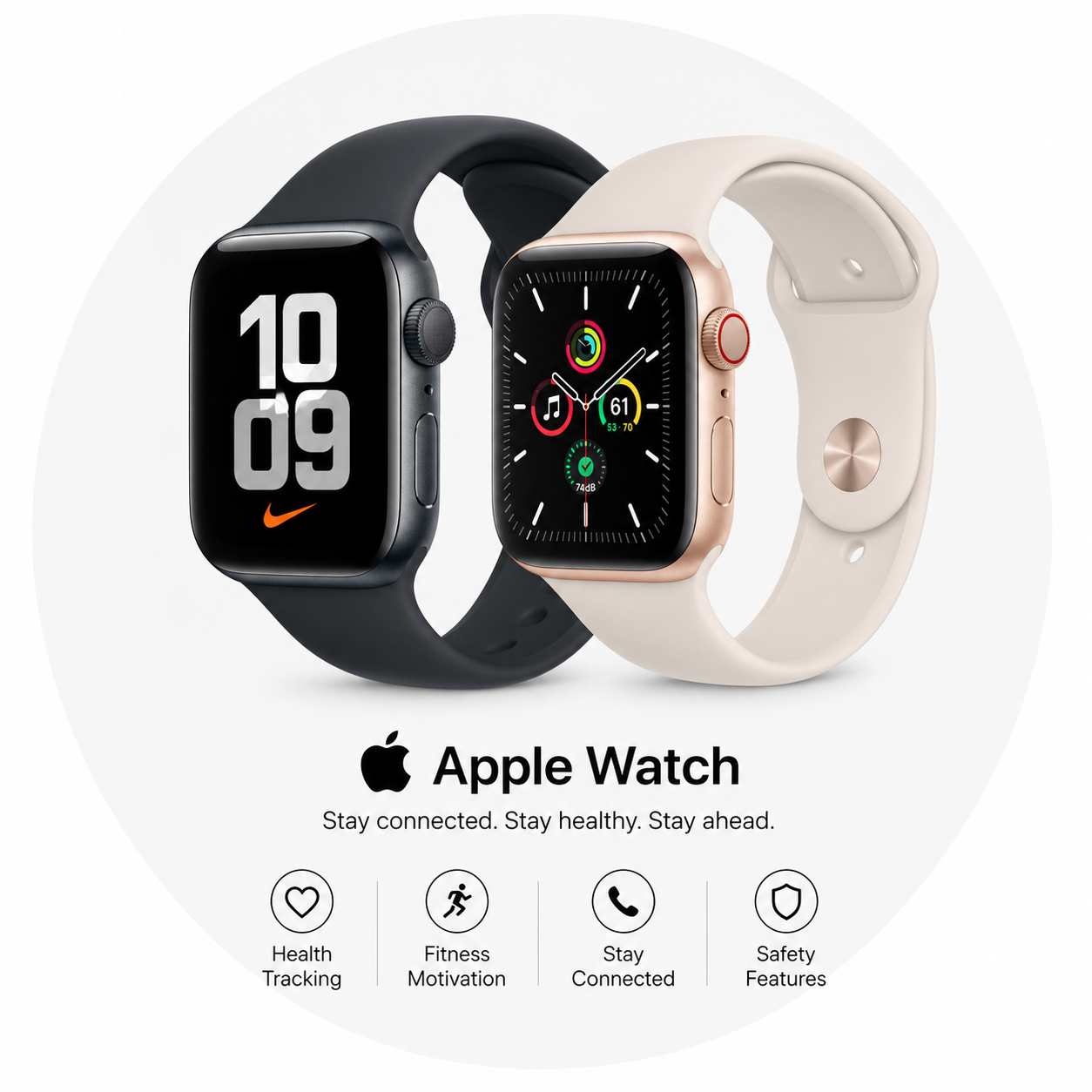 Apple collection featuring iPhone, iPad, MacBook, Apple Watch, AirPods and accessories available in Qatar.