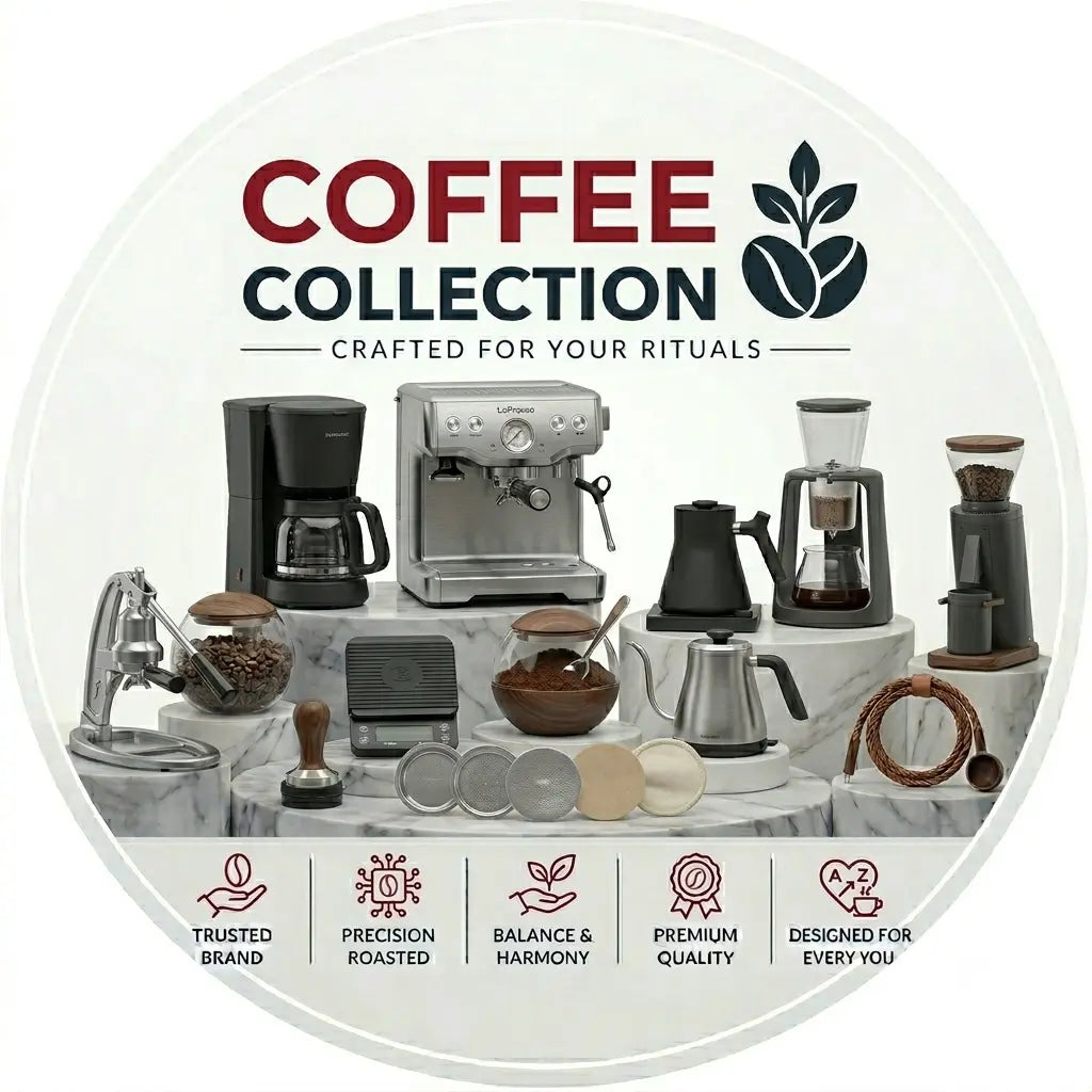 Coffee Collection featuring espresso machines, coffee grinders, French presses, coffee beans, and brewing accessories in Qatar