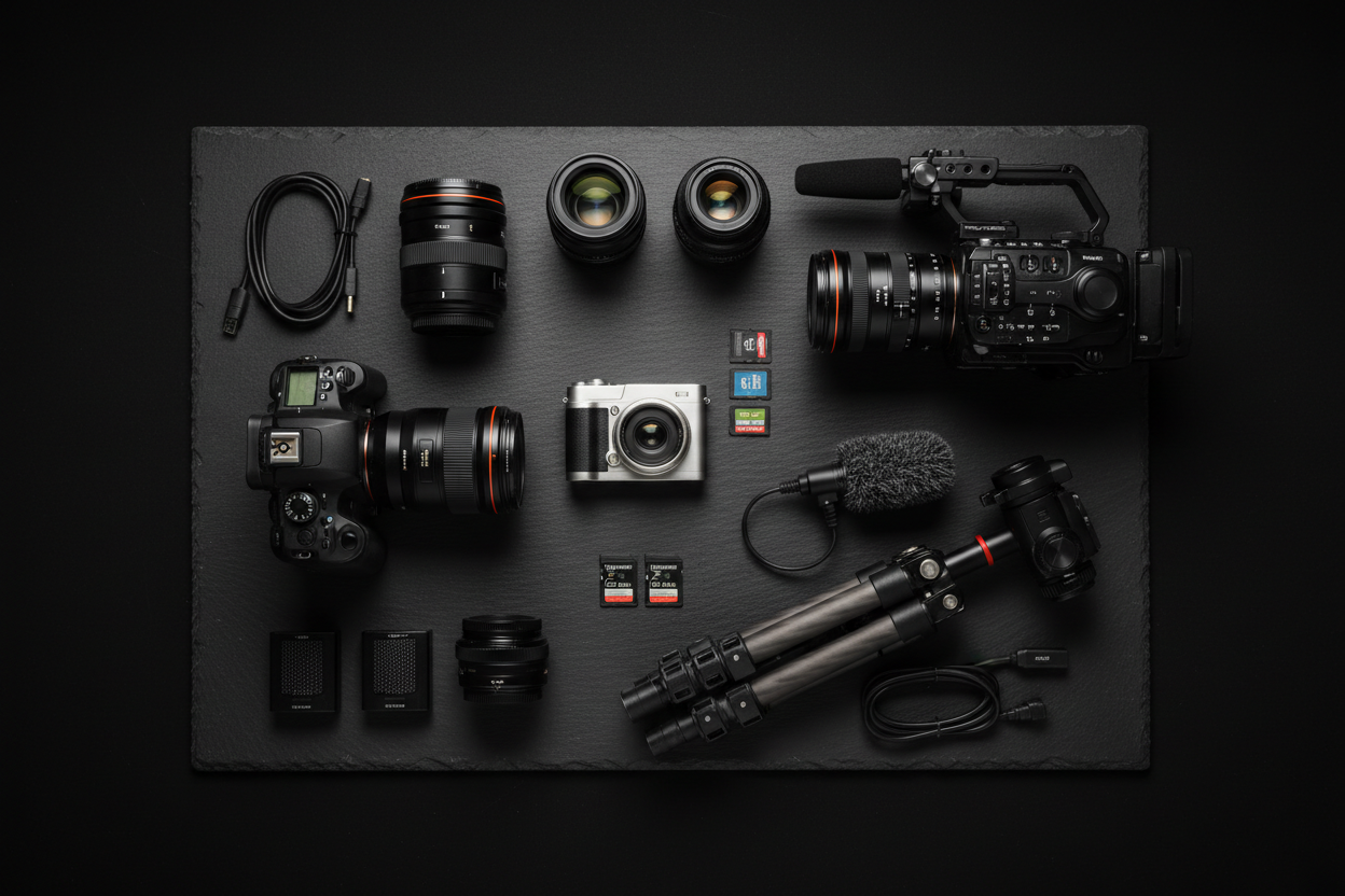 Professional cameras, lenses and videography accessories for photography and content creation