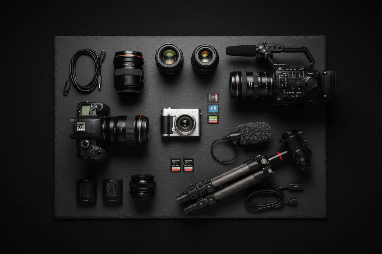Professional cameras, lenses and videography accessories for photography and content creation