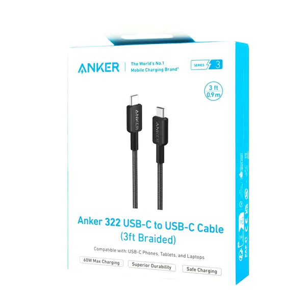 Anker 322 USB-C to USB-C Cable 3ft Braided best selling charging cable in Doha Qatar