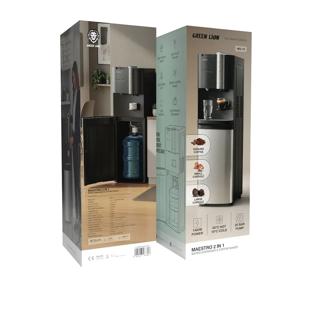 Green Lion Maestro 2-in-1 Water Dispenser & Coffee Maker – Silver Green Lion