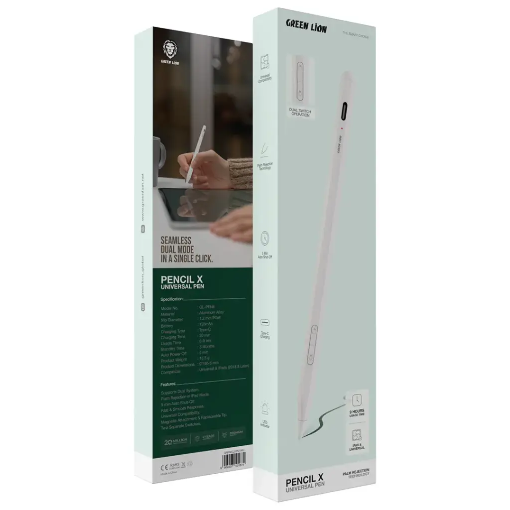 Green Lion Pencil X Universal Pen – White | GNPNCLX2N1WH Green Lion