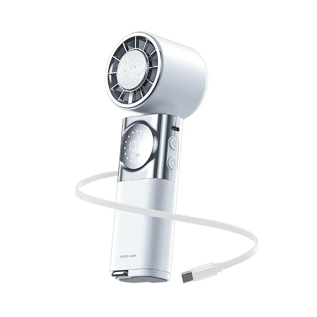 Handheld Fan Power Bank Qatar Green Lion Power Wind White