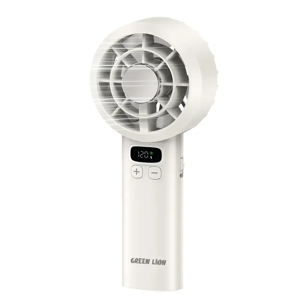 Handheld Fan Qatar Green Lion Windix White Front View