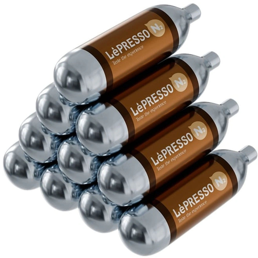 LePresso Nitrogen N₂ Capsule Chargers for Coffee 10pcs – Silver | LPNCFGT0046SL LePresso