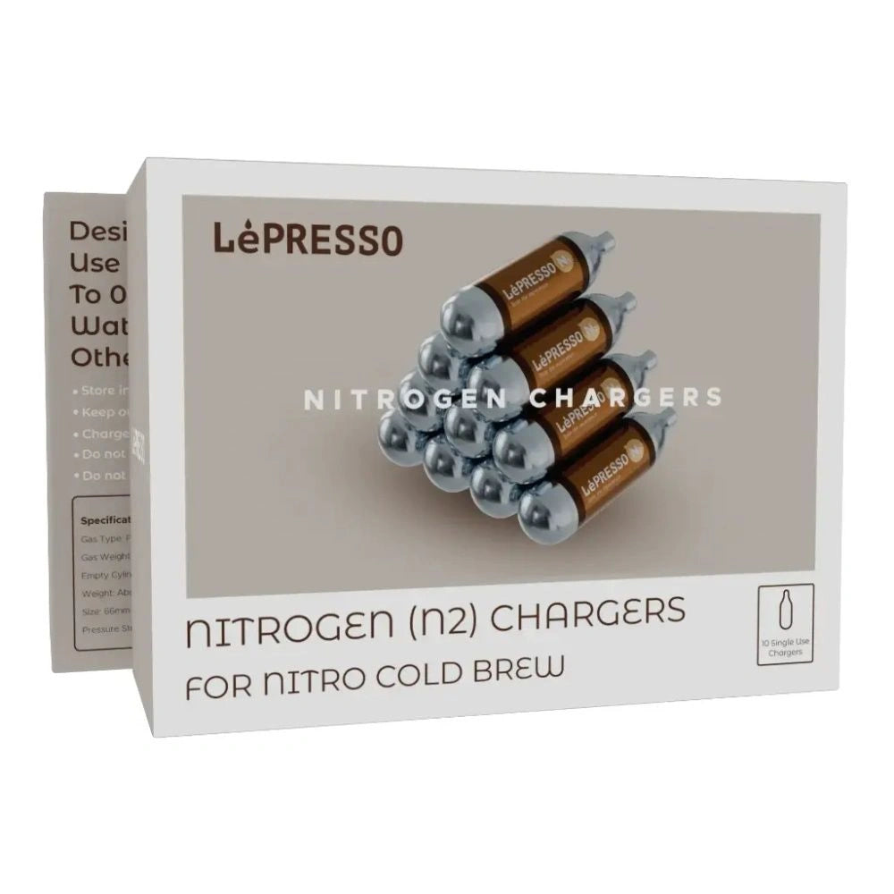 LePresso Nitrogen N₂ Capsule Chargers for Coffee 10pcs – Silver | LPNCFGT0046SL LePresso