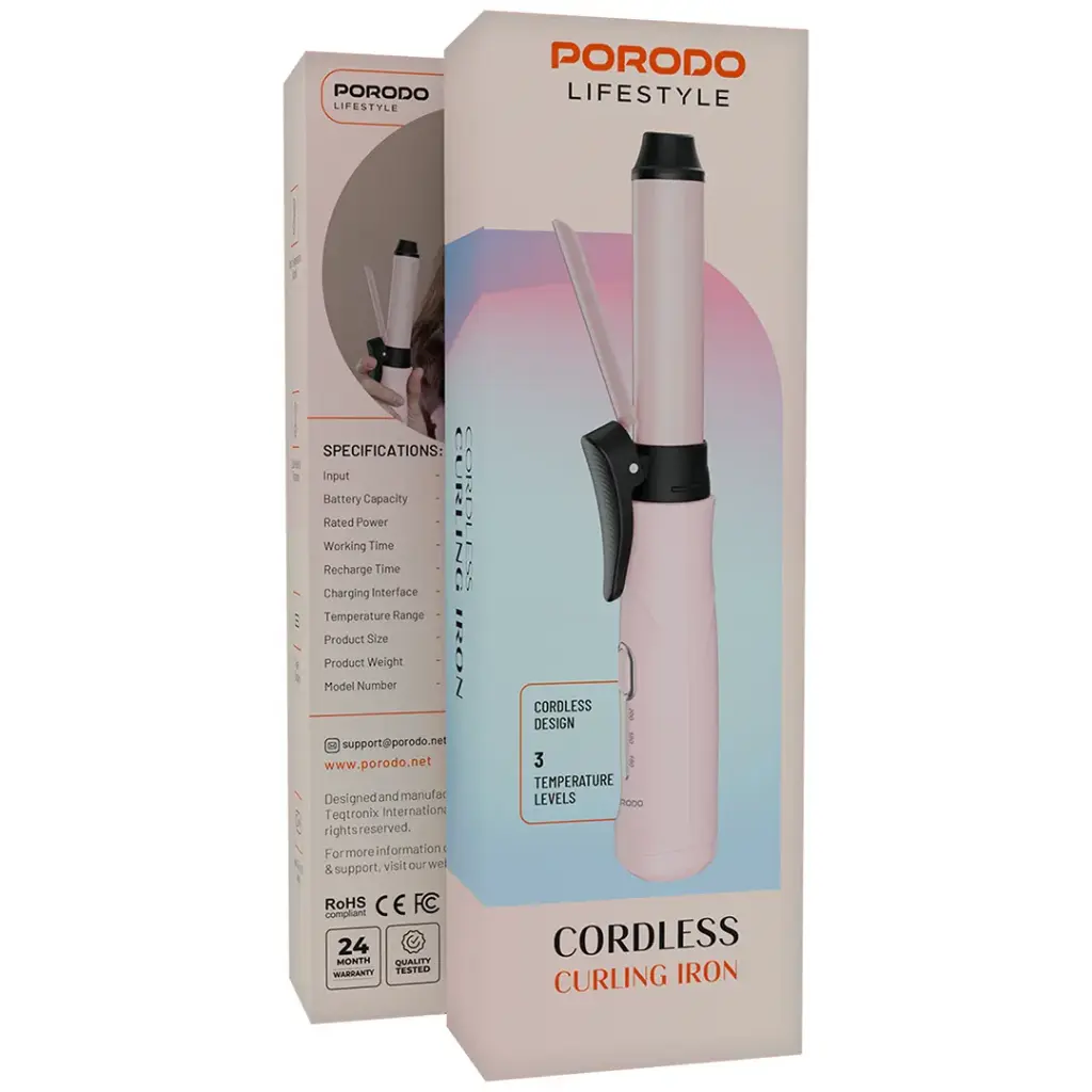 Porodo Lifestyle Cordless Curling Iron Pink Qatar