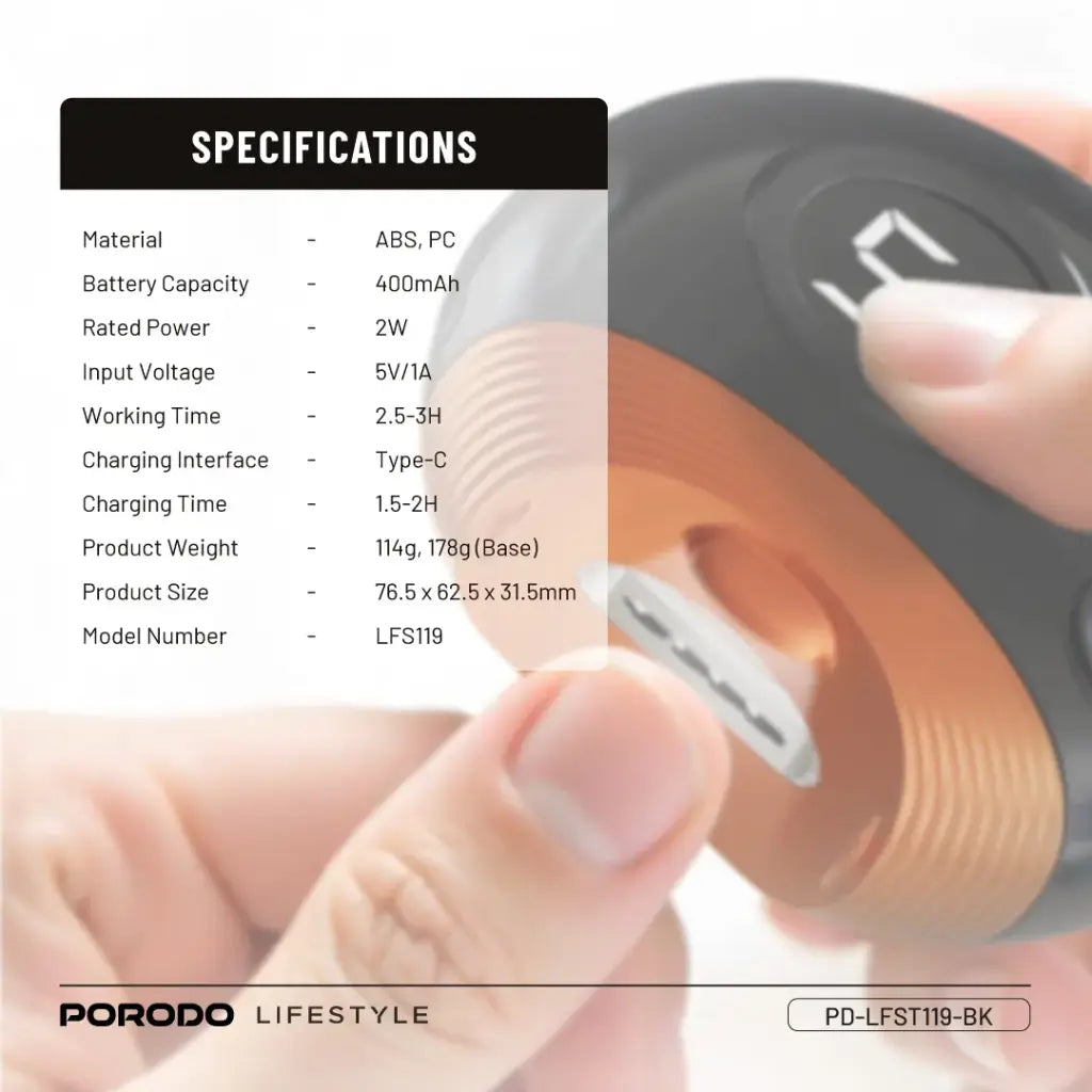 Porodo Lifestyle Nail Trimmer Set Portable Black Case