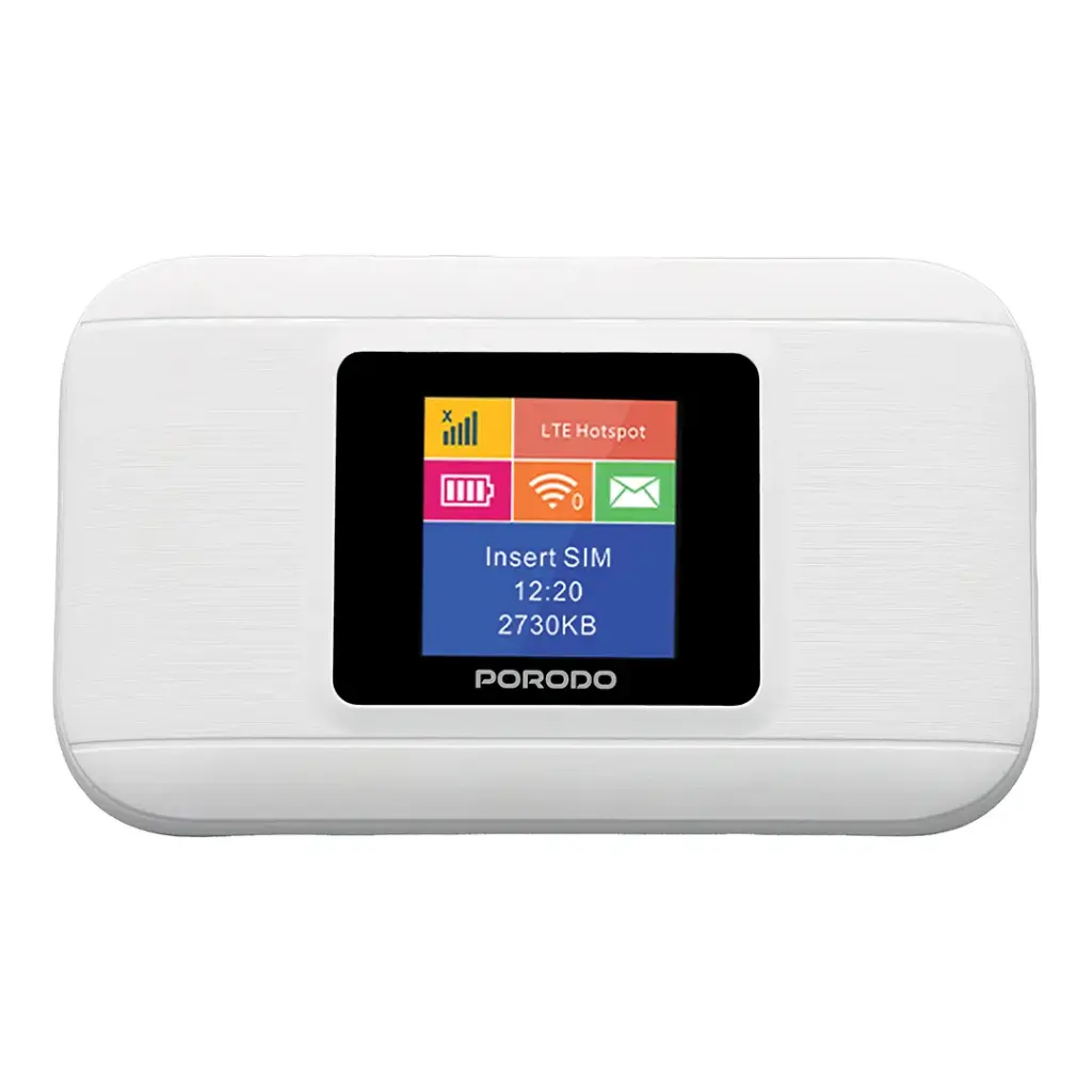 Porodo NEXFI Portable WiFi Router with Screen 4G LTE CAT4 WiFi 6 – White | PDM603WH porodo
