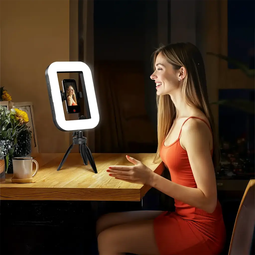 Porodo Lifestyle Vlogging Camera & Phone Light with Ring Holder – Black | PDLFST214BK porodo