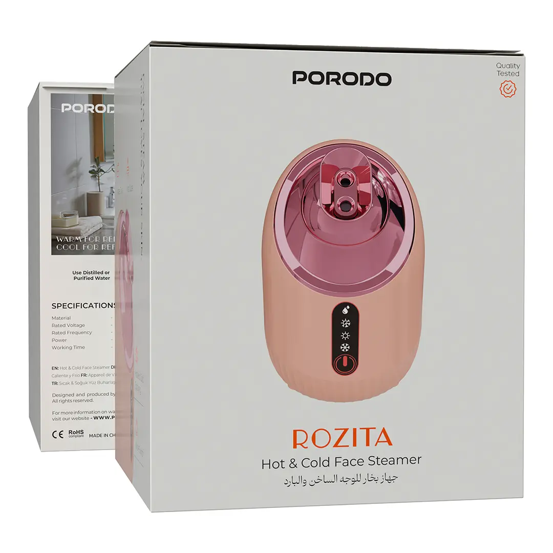 Porodo Rozita Hot and Cold Face Steamer Pink for skincare in Qatar