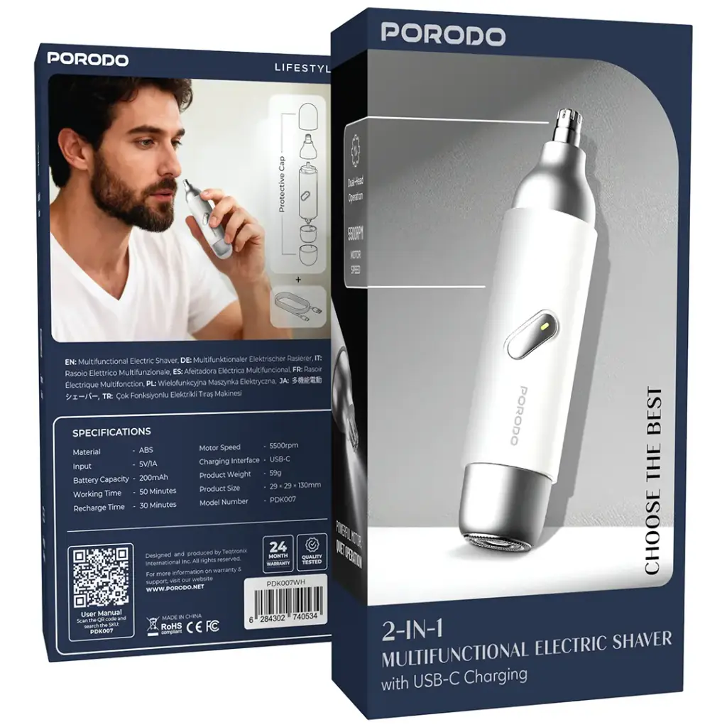 Porodo electric shaver USB-C rechargeable grooming device