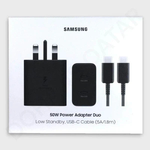 Samsung 50W Duo Power Adapter with 1.8m USB-C cable Black in Qatar
