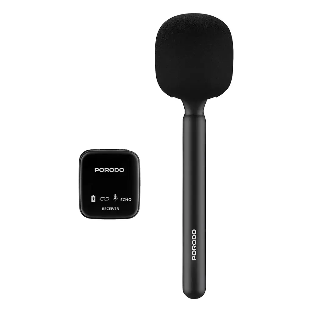 Wireless Lavalier Microphone Qatar Porodo Two-Device Black