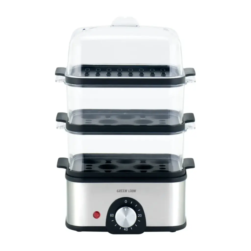 Green Lion 3 tier electric egg cooker with stacked steaming trays
