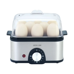 Green Lion egg cooker steaming multiple eggs with transparent lid
