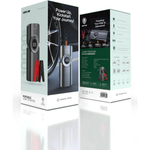 Two packaging boxes for a portable jump starter and air compressor with visible branding.