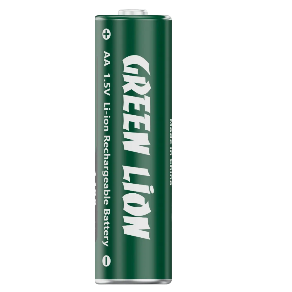 Green Lion AA rechargeable battery on a white background