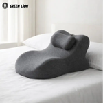 Green Lion Relief Wedge Pillow placed on a bed for comfortable sleeping and posture support