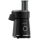 Black juicer with 'Green Lion' branding on a white background