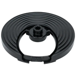 Black plastic component on a white background