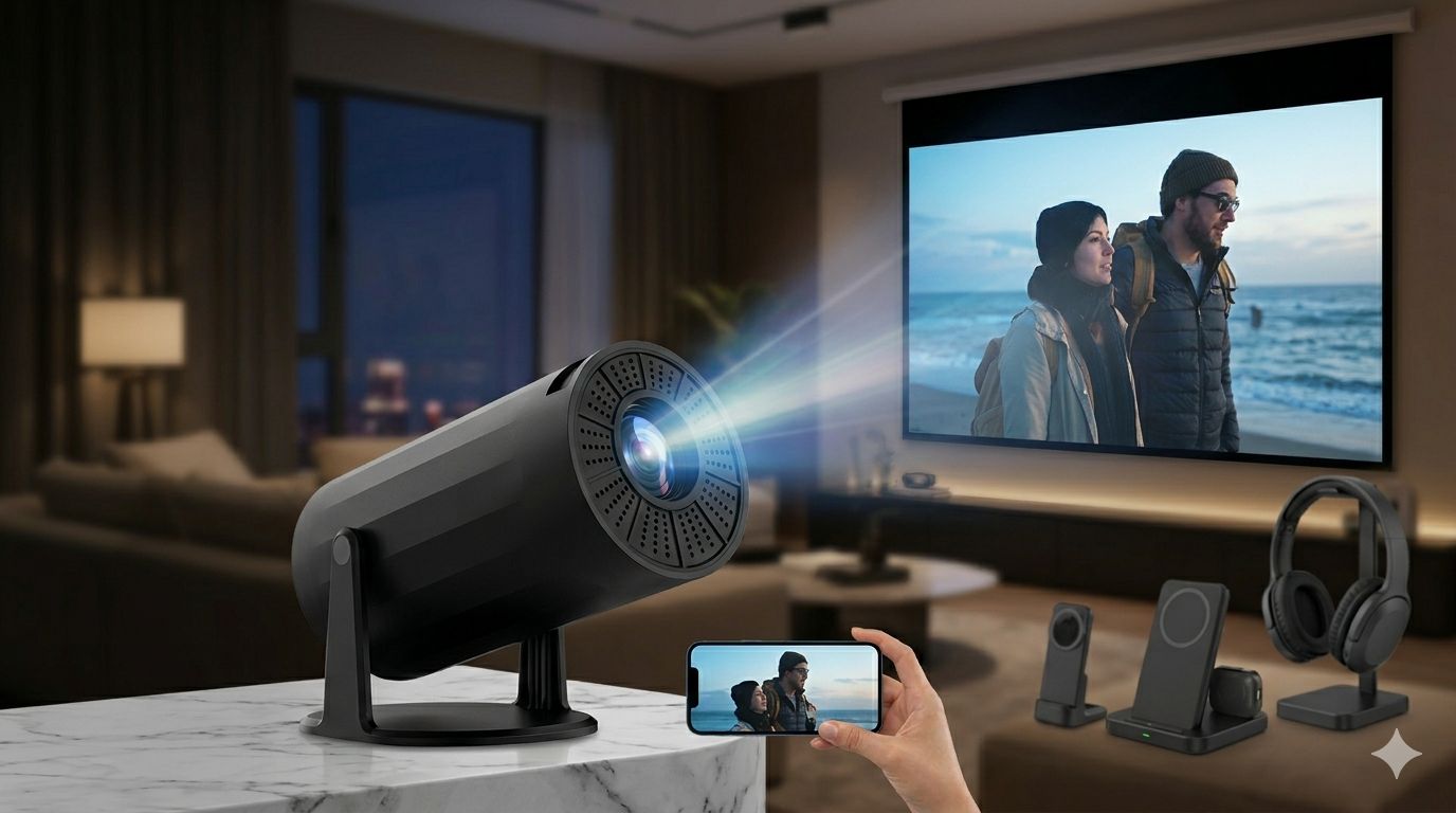 Green Lion smart projector home theater entertainment setup
