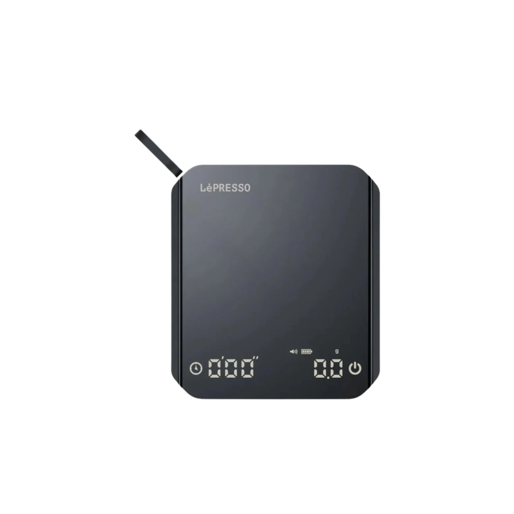 LePresso digital coffee scale black with LED display for accurate coffee brewing