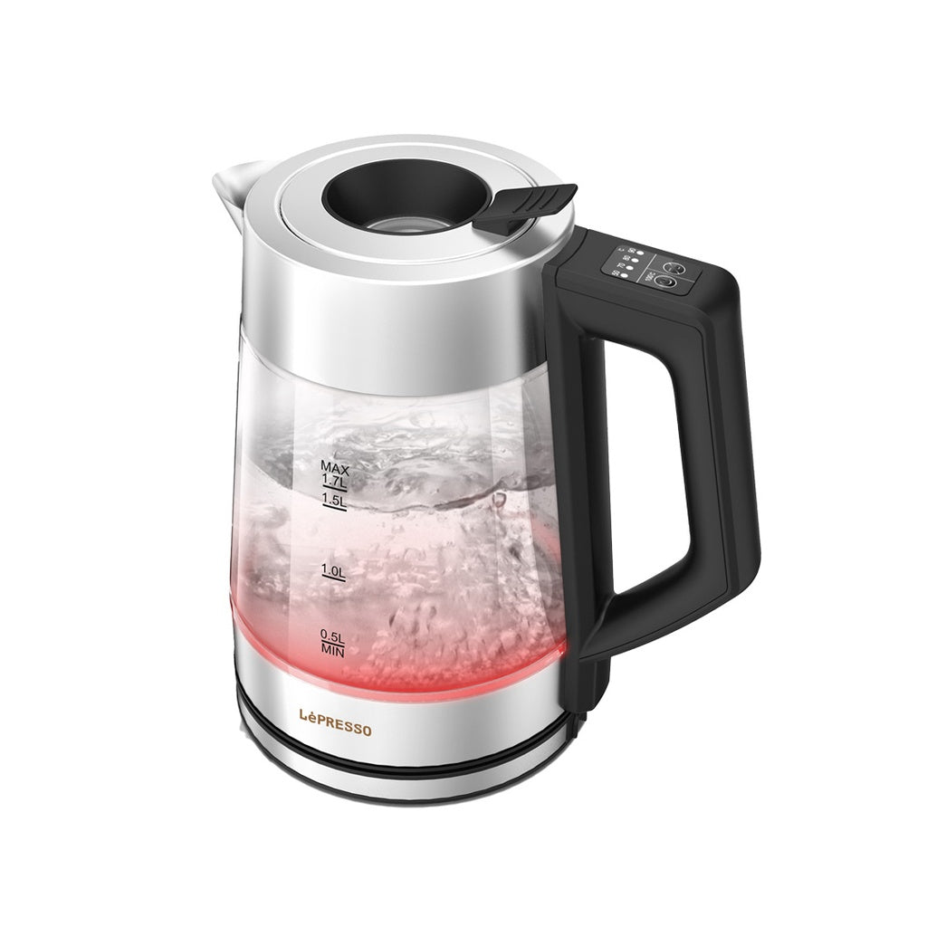 LePresso Multi-Temperature Illuminated Glass Kettle Black Qatar