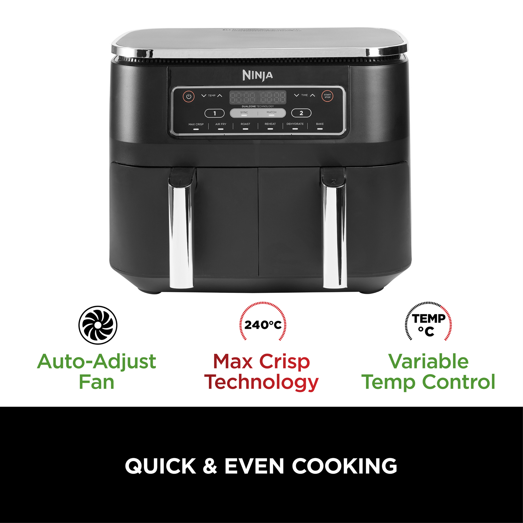 Ninja Foodi Dual Zone Air Fryer with Two Independent Cooking Baskets Qatar