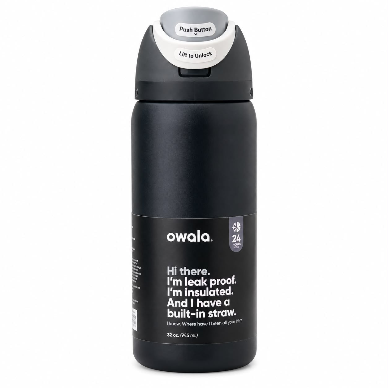 Owala FreeSip 32oz Matte Black Insulated Stainless Steel Water Bottle Qatar