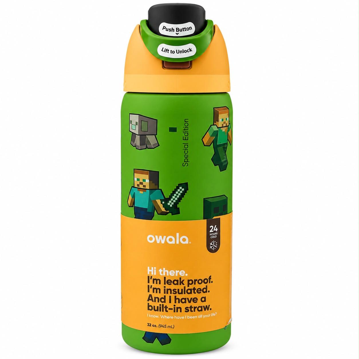 Owala FreeSip Minecraft Edition 32oz Stainless Steel Water Bottle Qatar