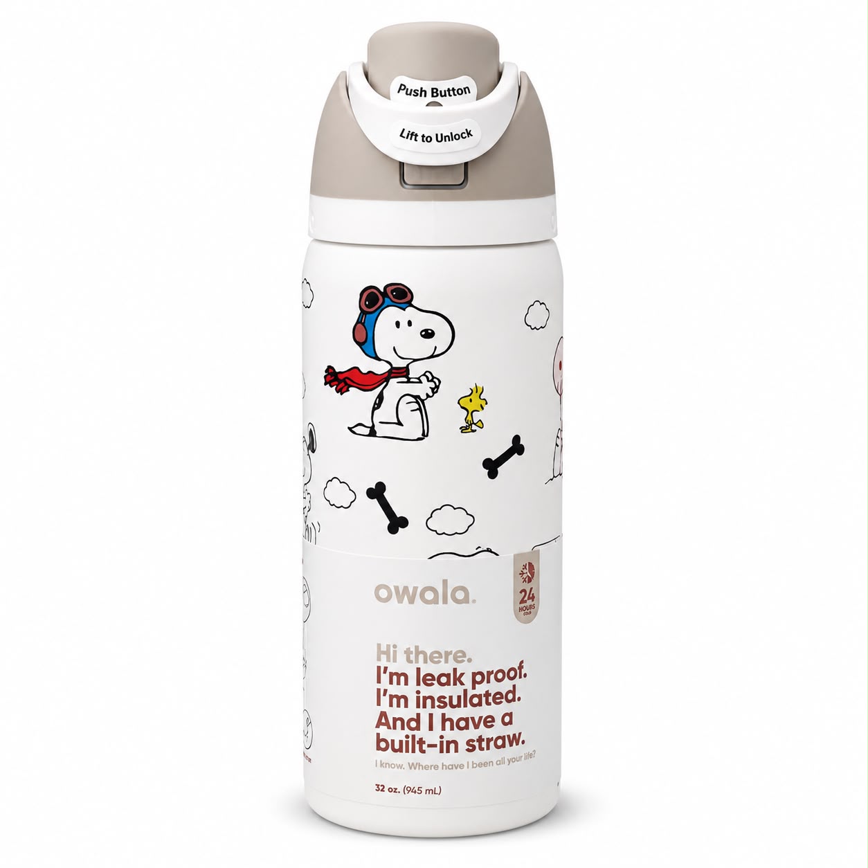 Owala FreeSip Snoopy and Woodstock 32oz Stainless Steel Water Bottle Qatar