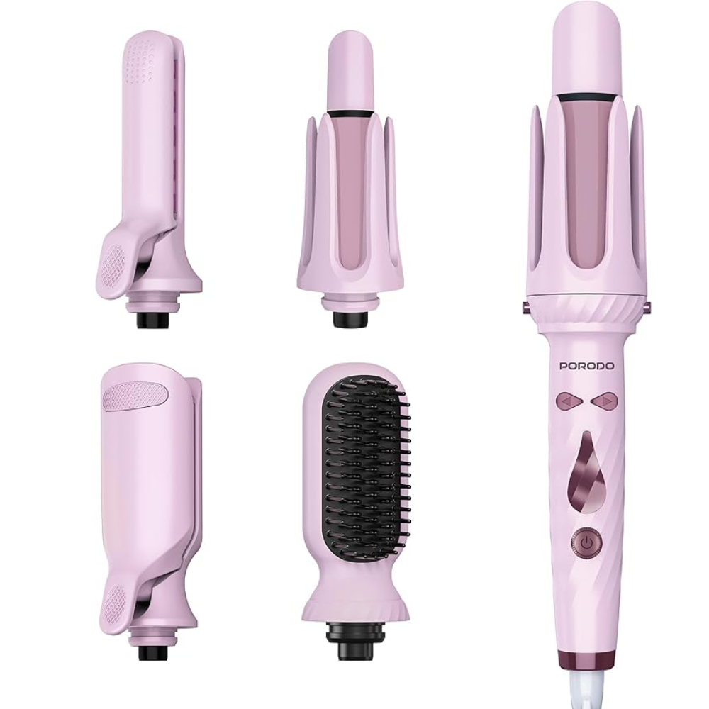 Porodo 5 in 1 hair dryer styling kit with curling, smoothing and brush attachments