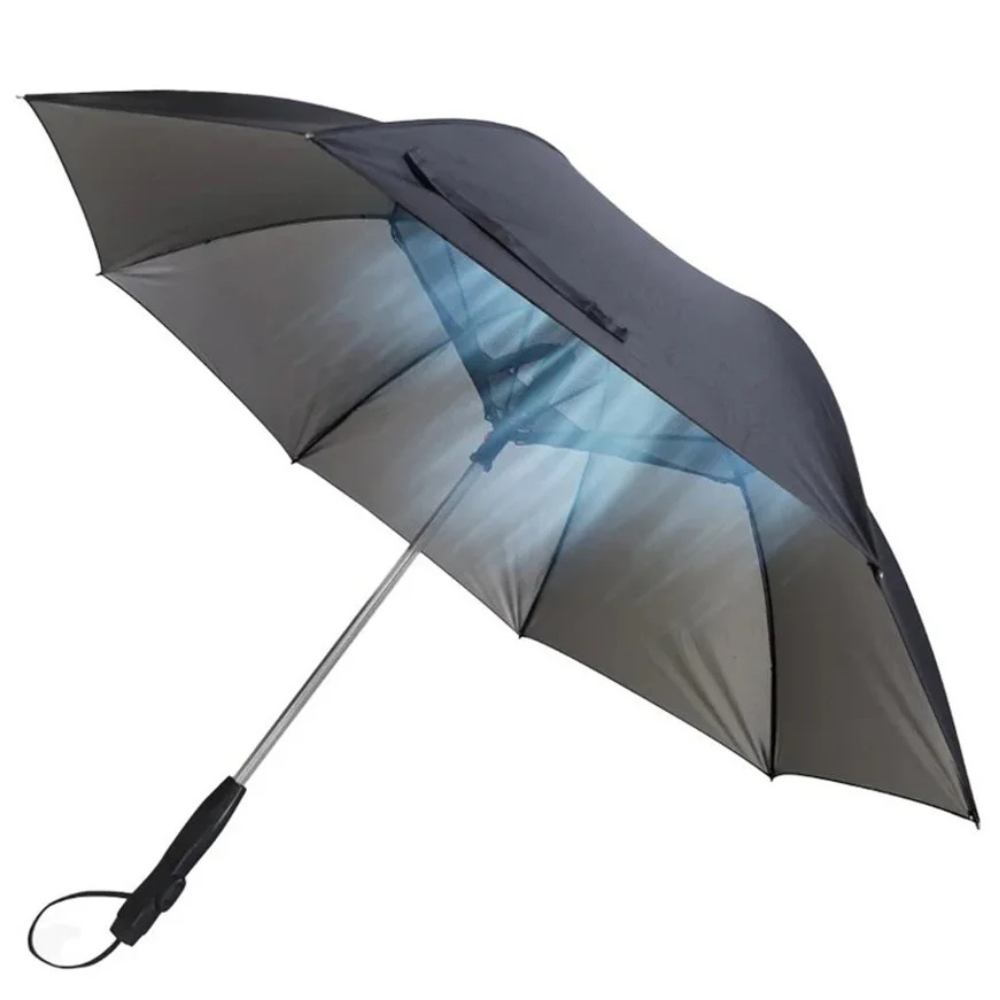 Porodo Cool Mist Umbrella showing built-in fan and cooling mist system