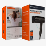 Porodo negative ion folding no frizz hair dryer packaging on a white background