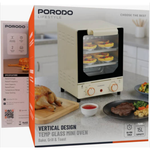 Porodo mini oven packaging with images of food on a kitchen counter