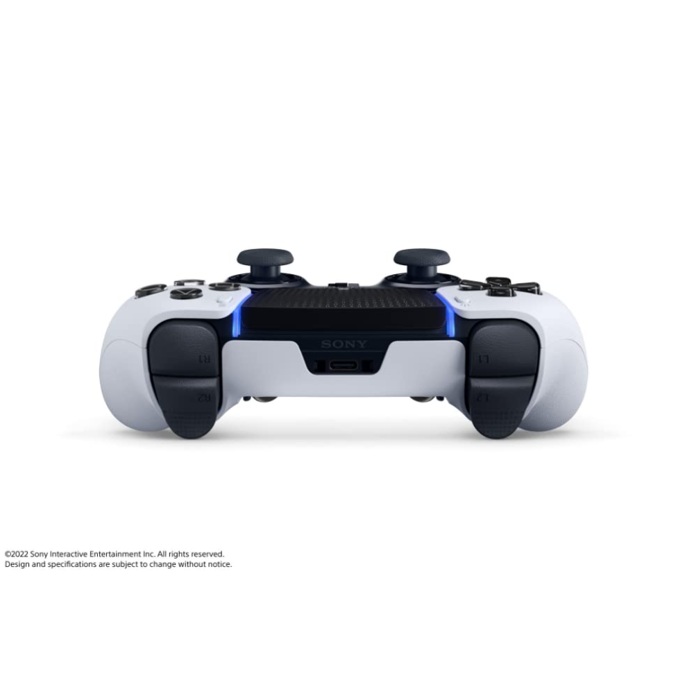 Sony PS5 DualSense wireless controller rear view showing grip and trigger buttons