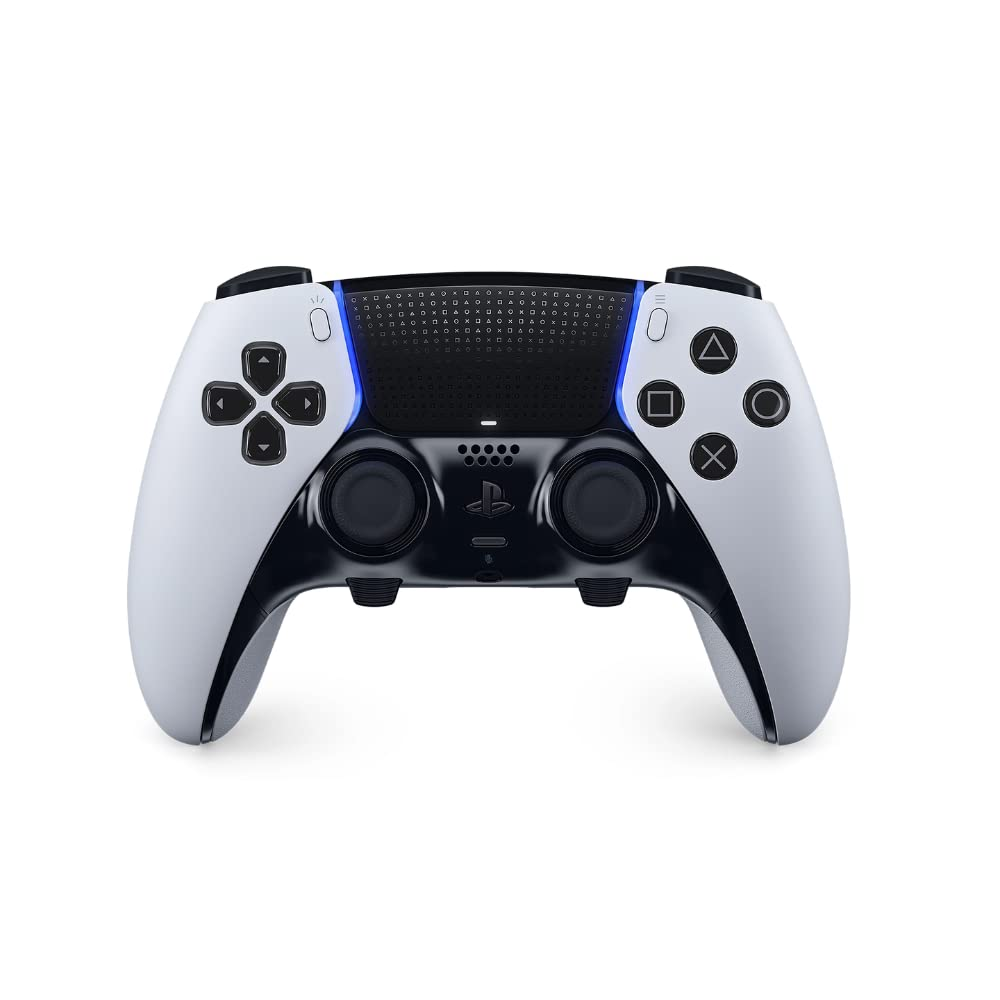 Sony PlayStation 5 DualSense wireless controller front view with adaptive triggers and haptic feedback